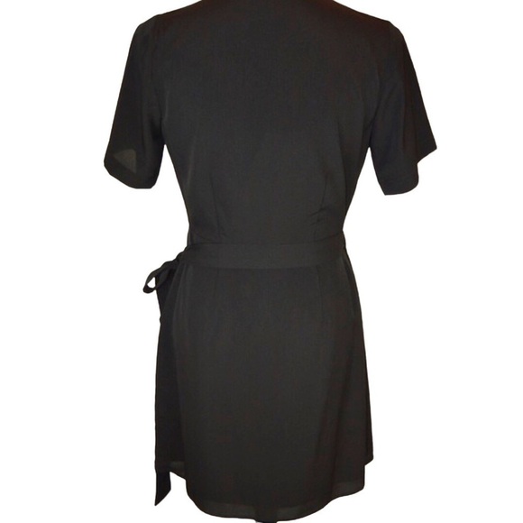 Frank & Oak Black Short Sleeve Wrap Dress, Size XS - Picture 6 of 8